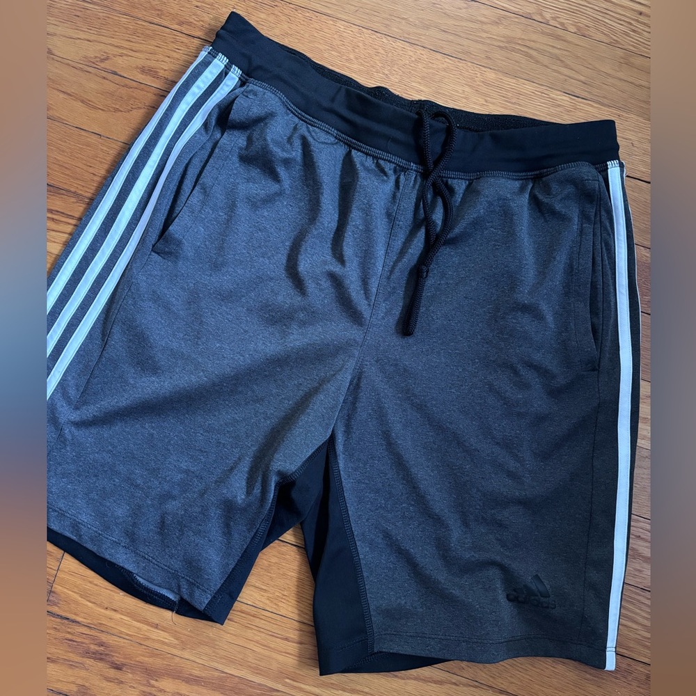 Adidas Men's Black and Dark Gray Athletic Shorts
| Size M